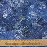 Viscose imprimée paisley bleu barbeau