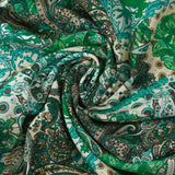 Viscose imprimée paisley vert et turquoise