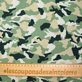 Flanelle coton élasthanne camouflage vert
