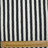 Coton doupionné seersucker rayé 15 mm blanc cassé et bleu nuit
