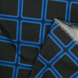 Cotton elastane satin blue checks black background
