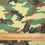 Satén de algodón elastano camuflaje beige y verde