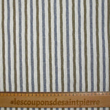 Coton doupionné effet seersucker rayé 7 mm marine et marron fond blanc cassé