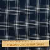 Mousseline de polyester à grands carreaux fond marine