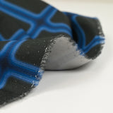 Cotton elastane satin blue checks black background