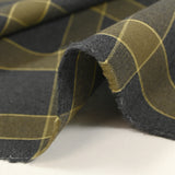 Flanelle de coton tartan kaki fond anthracite