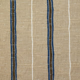 Coton doupionné effet seersucker rayé marron et marine fond beige
