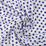 Viscose imprimée à pois 8mm indigo fond blanc