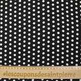Viscose imprimée à pois 8mm blanc fond noir