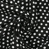 Viscose imprimée à pois 8mm blanc fond noir