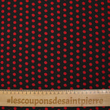 Viscose imprimée à pois 8mm rouge fond noir