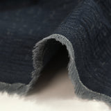 Coton doupionné effet seersucker chiné marine et gris