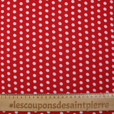 Viscose imprimée à pois 8mm blanc fond rouge