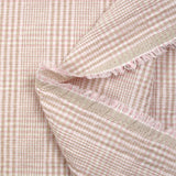 Coton à carreaux froissé rose et taupe fond blanc