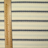Coton jacquard Lurex rayé marine fond écru