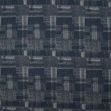 Jacquard de coton et soie carreaux déstructurés bleu denim