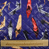 Matelassé imprimé talons hauts fond indigo