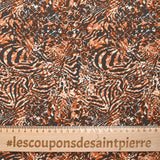 Crécon Viscose Lurex Print Wild Grey and Burnt Orange