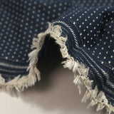 Jacquard de coton et soie tête d'épingle bleu brut