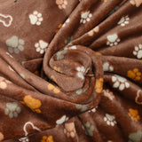 Polaire doudou imprimée patte de chien fond marron