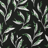 Maille de viscose satinée imprimée brin de muguet fond noir