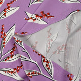 Maille de viscose satinée imprimée brin de muguet fond mauve