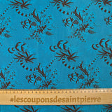 Maille de viscose satinée imprimée Versailles fond bleu turquoise