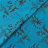 Maille de viscose satinée imprimée Versailles fond bleu turquoise