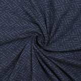 Jersey de coton imprimé monogramme fond bleu marine