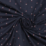 Cotton jersey with burgundy ear of wheat print, navy blue background