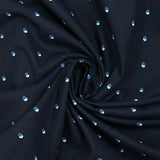 Cotton jersey printed with polka dots on a midnight blue background