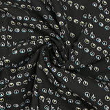 Cotton jersey pop bubbles print yellow and blue black background