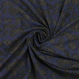 Cotton jersey with leaf liana print on navy background