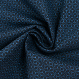Black and petrol geometric star printed cotton jersey