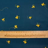 Coton imprimé Woodstock jaune fond marine