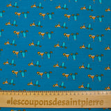 Cotton jersey cocktail print with turquoise background