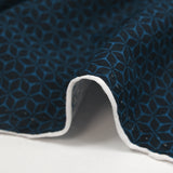 Black and petrol geometric star printed cotton jersey