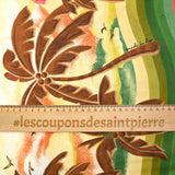 Brown palm tree print cotton with ecru background