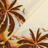 Brown palm tree print cotton with ecru background