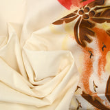 Brown palm tree print cotton with ecru background