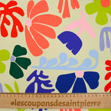 Satin de coton élasthanne botanique fond beige