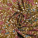 Viscose printed flowers Meryl brown background