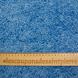 Jersey de coton imprimé carte fond bleu