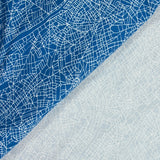 Jersey de coton imprimé carte fond bleu