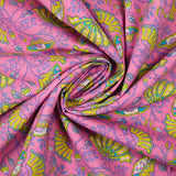 Indian cotton printed Inaya yellow pink background