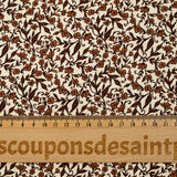 Viscose imprimée fleur marron romantique fond écru