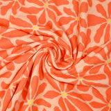 Double gaze imprimée flower power fond mandarine