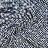 Algodón Vichy bordado fondo azul marino