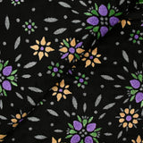Panne de velours fleurs d'artifice violet et argent fond noir