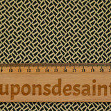Satin de coton élasthanne imprimé géométrique kaki fond beige